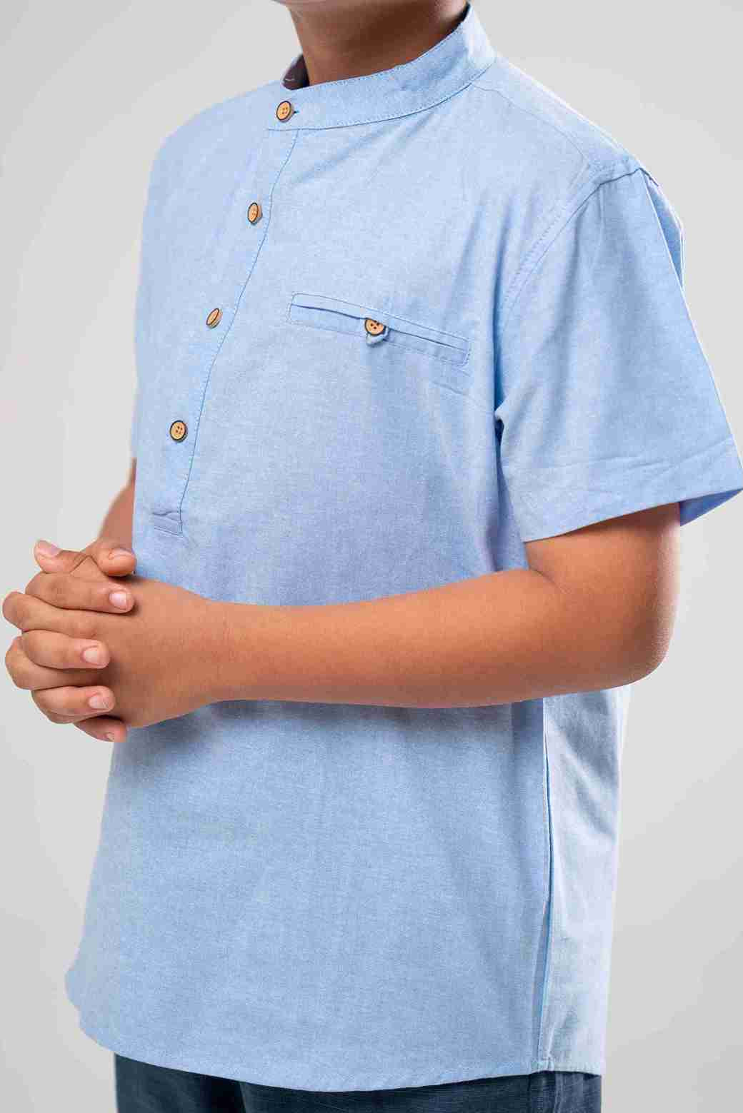 Camisa de Margas Corta Azul Cielo