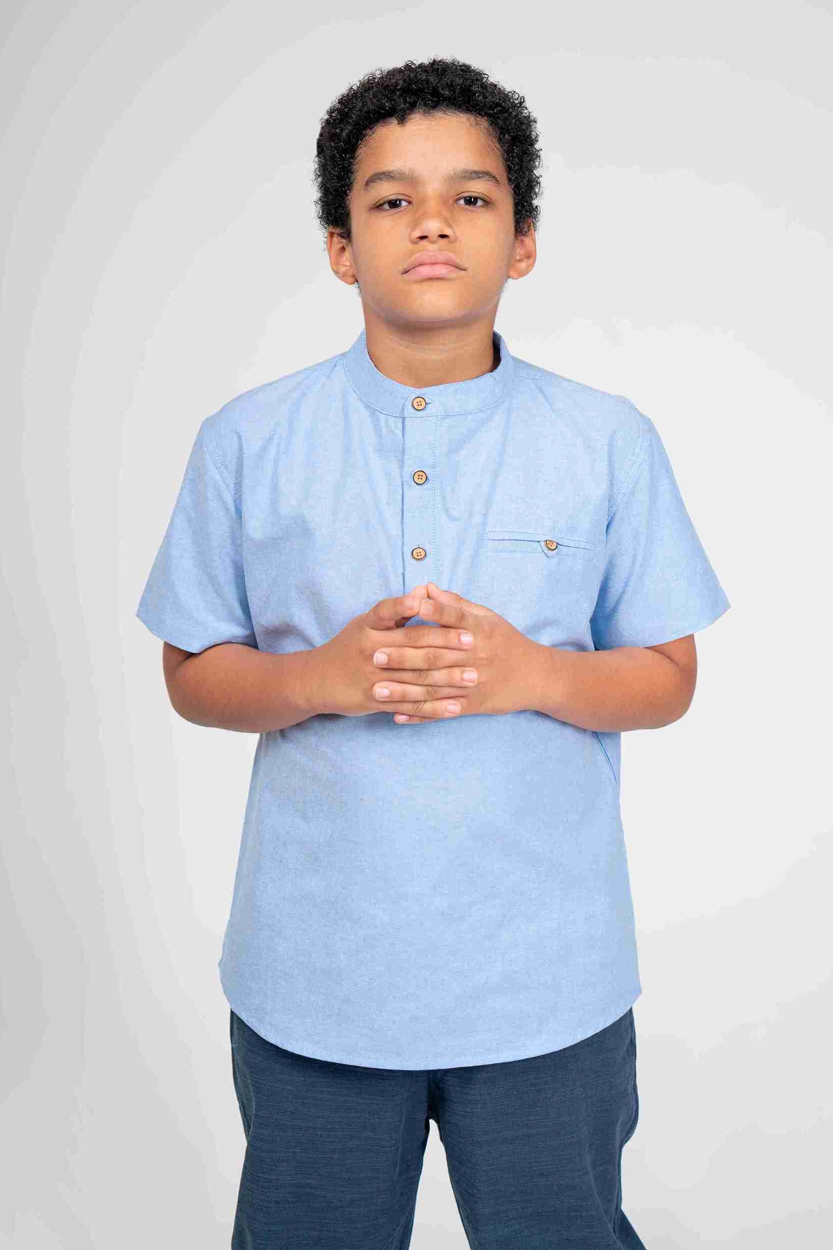 Camisa de Margas Corta Azul Cielo